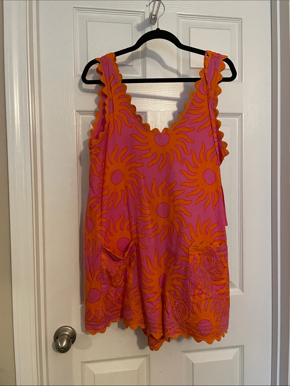 Pink & Orange Sunburst Sleeveless Women's romper